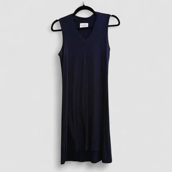 Southcott Navy Bamboo Blend Sleeveless V-Neck High Low Hem Dress Size 1 - Picture 1 of 7